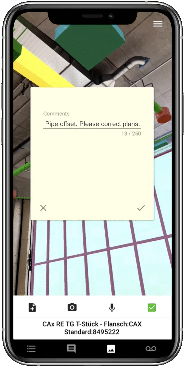 Screenshot der BIM-Bau-App GAMMA AR