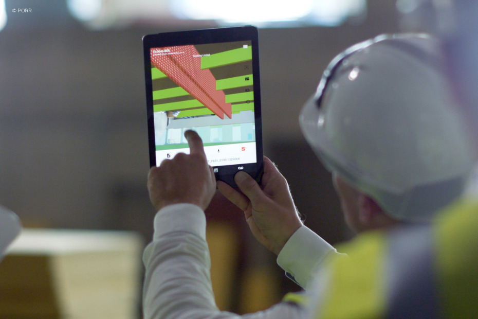 Cliente PORR AG usando aplicativo de construção BIM GAMMA AR