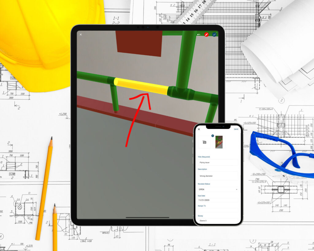 GAMMA AR solution and show of creation of issues on phone and tablet