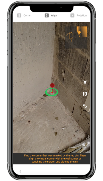 BIM AR app snap to the corner