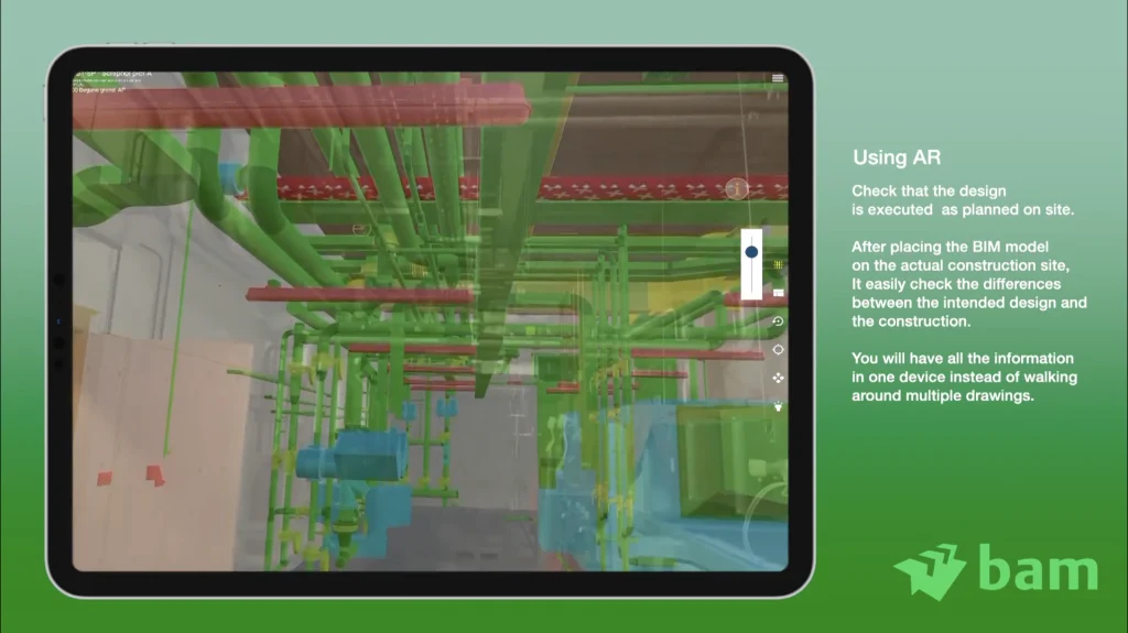 Screenshot video of the BAM Bouw en Techniek Schiphol project using GAMMA AR