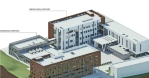 BIM model of Vilnius Tech’s Laboratory and Education buildings. Image courtesy of Vaidotas Šarka