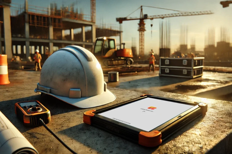 Image of GAMMA AR on tablet on a construction site