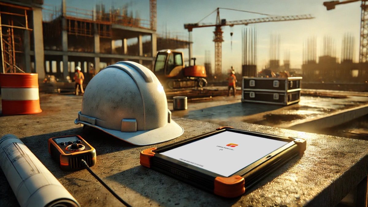 Image of GAMMA AR on tablet on a construction site